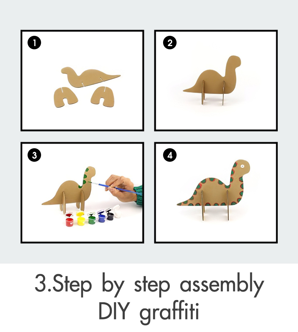 סדרת דינוזאורים 3D פאזל נייר דגם לילדים מרכיבים ומשרבטים CG131 (6)