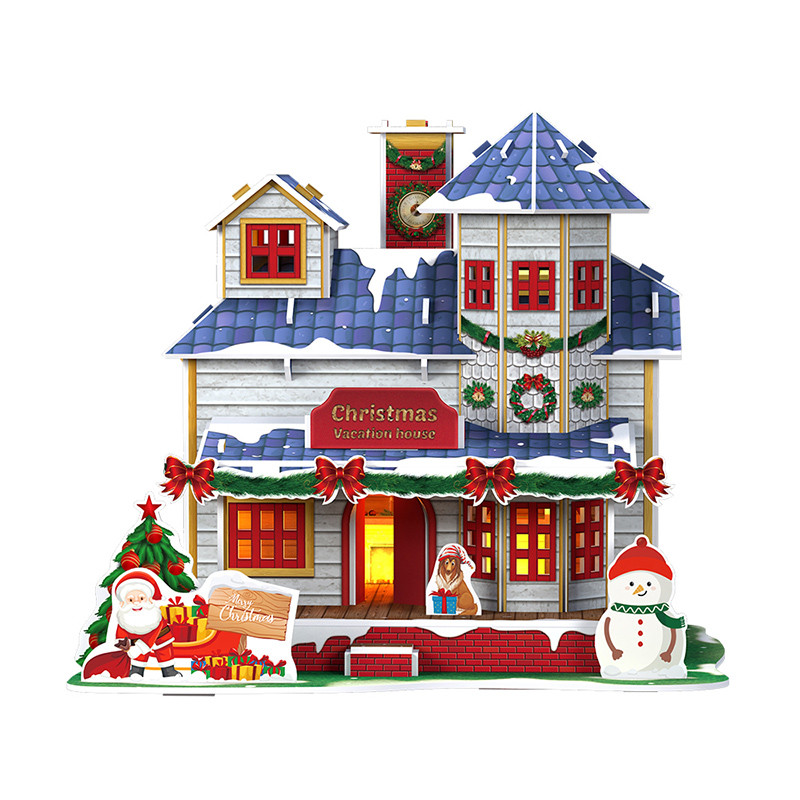 Maqueta 3D De Madera – Villa Realista Con Luz LED, Puzzle De Construcción Para Adultos, Regalo Navideño
